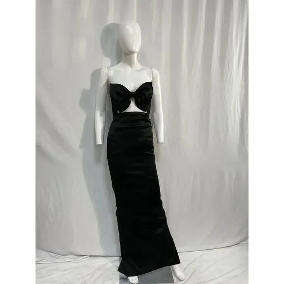 Sau Lee 'Esther' Black Acetate Gown Size 2 - NWT - Picture 2 of 5